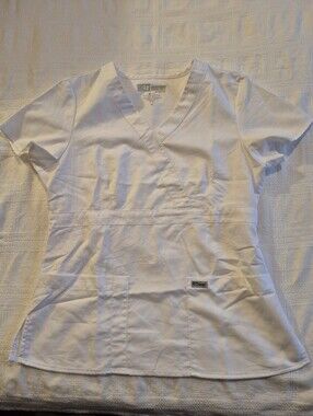 Barco women's Medium fitted white scrub top VGUC